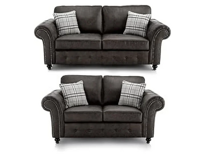 Hugo Black Bonded Leather 3+2 Sofa Set
