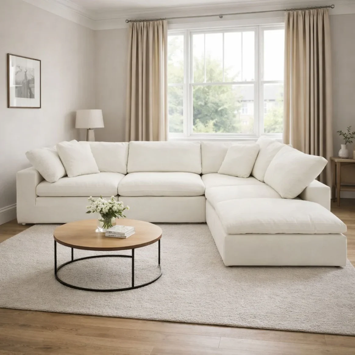 Cloud L Shape Open End Sofa + Foot Stool
